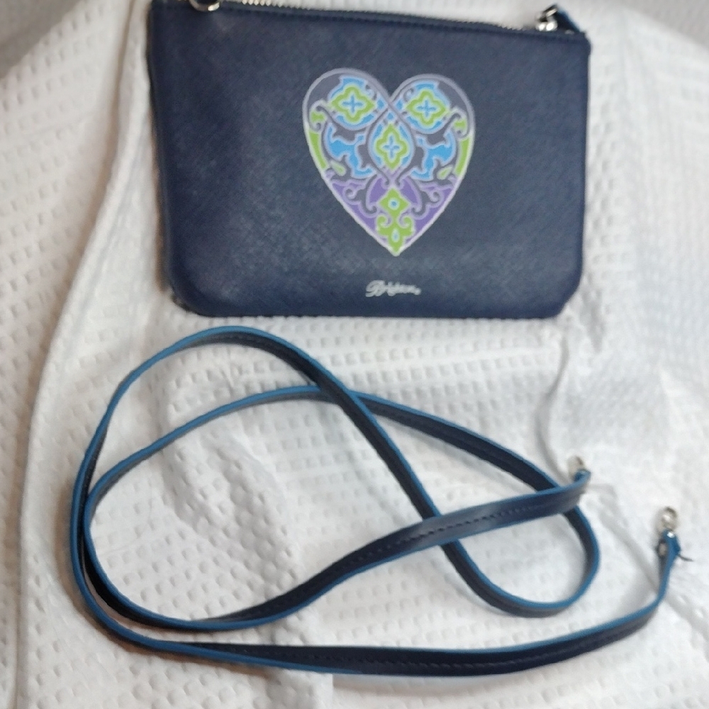 Brighton Summer Heart Mini Clutch Bag Purse in Navy Blue - Picture 4 of 7